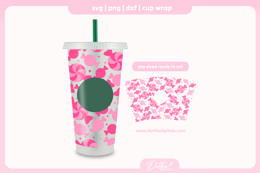 Cute Candy candies sweets 24oz Starbucks Cold Cup SVG PNG