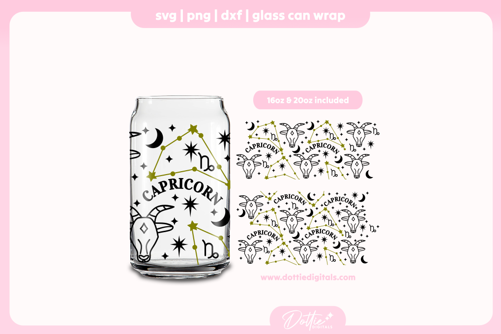 Capricorn 16oz & 20oz Libbey Glass Can Bundle SVG PNG