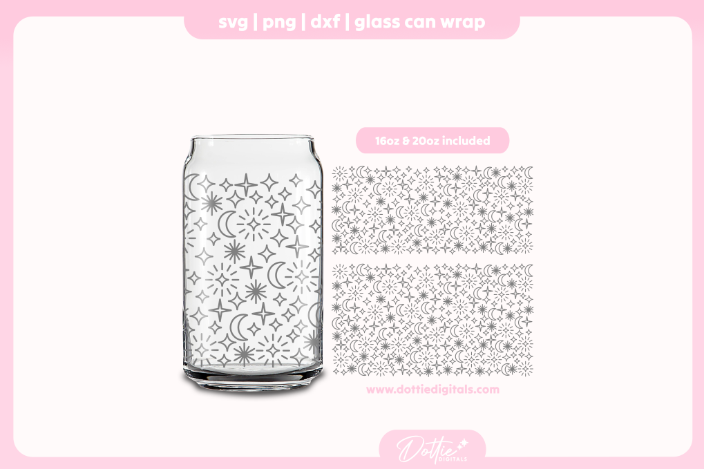 Celestial 16oz & 20oz Libbey Glass Can Bundle SVG PNG