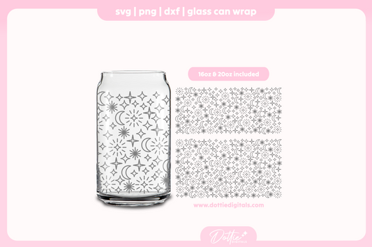 Celestial 16oz & 20oz Libbey Glass Can Bundle SVG PNG