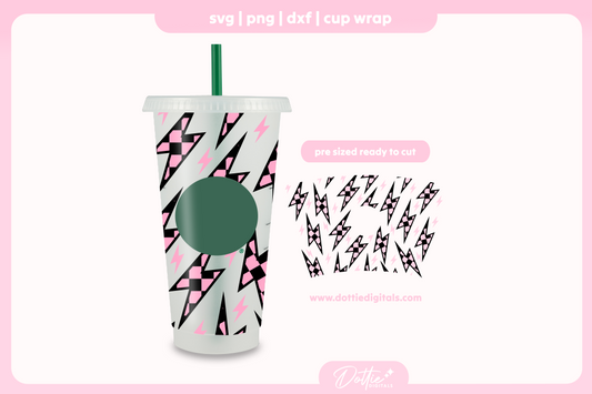 Checked Lightning Bolts Flash of Lightning 24oz Starbucks Cold Cup SVG PNG