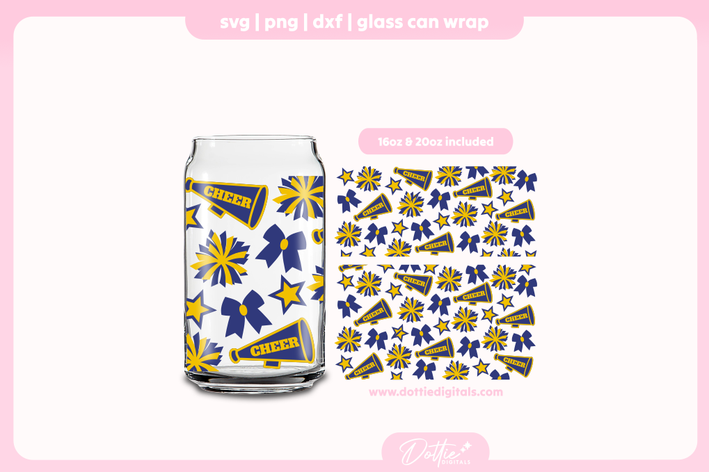 Cheerleader 16oz & 20oz Libbey Glass Can Bundle SVG PNG