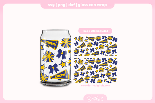 Cheerleader 16oz & 20oz Libbey Glass Can Bundle SVG PNG