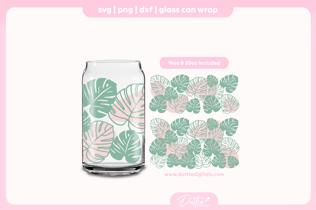 Abstract Cheese Plant 16oz & 20oz Libbey Glass Can Bundle SVG PNG
