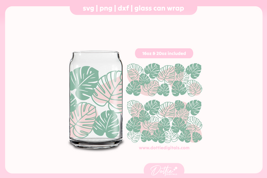 Abstract Cheese Plant 16oz & 20oz Libbey Glass Can Bundle SVG PNG