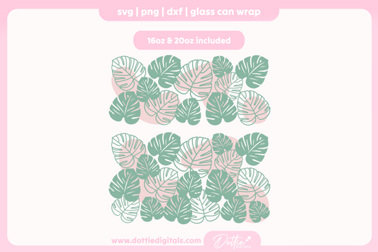 Abstract Cheese Plant 16oz & 20oz Libbey Glass Can Bundle SVG PNG
