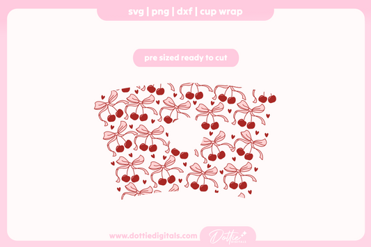 Valentine's Day Cherry Bows 24oz Starbucks Cold Cup SVG PNG