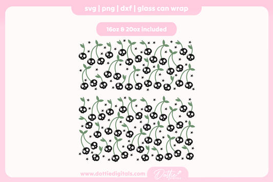 Spooky Cherry Skulls Halloween 16oz & 20oz Libbey Glass Can Bundle SVG PNG