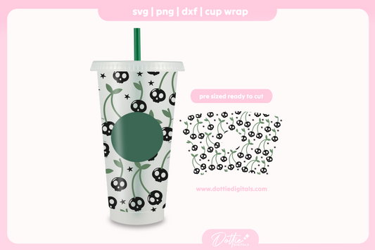 Halloween Cherry Skulls 24oz Starbucks Cold Cup SVG PNG