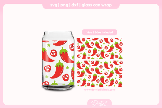 Chili Peppers 16oz & 20oz Libbey Glass Can Bundle SVG PNG