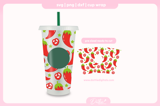 Chili Peppers Hot Pepper Spicy Food 24oz Starbucks Cold Cup SVG PNG