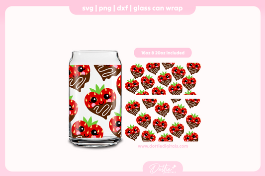 Chocolate Strawberry 16oz & 20oz Libbey Glass Can Bundle SVG PNG