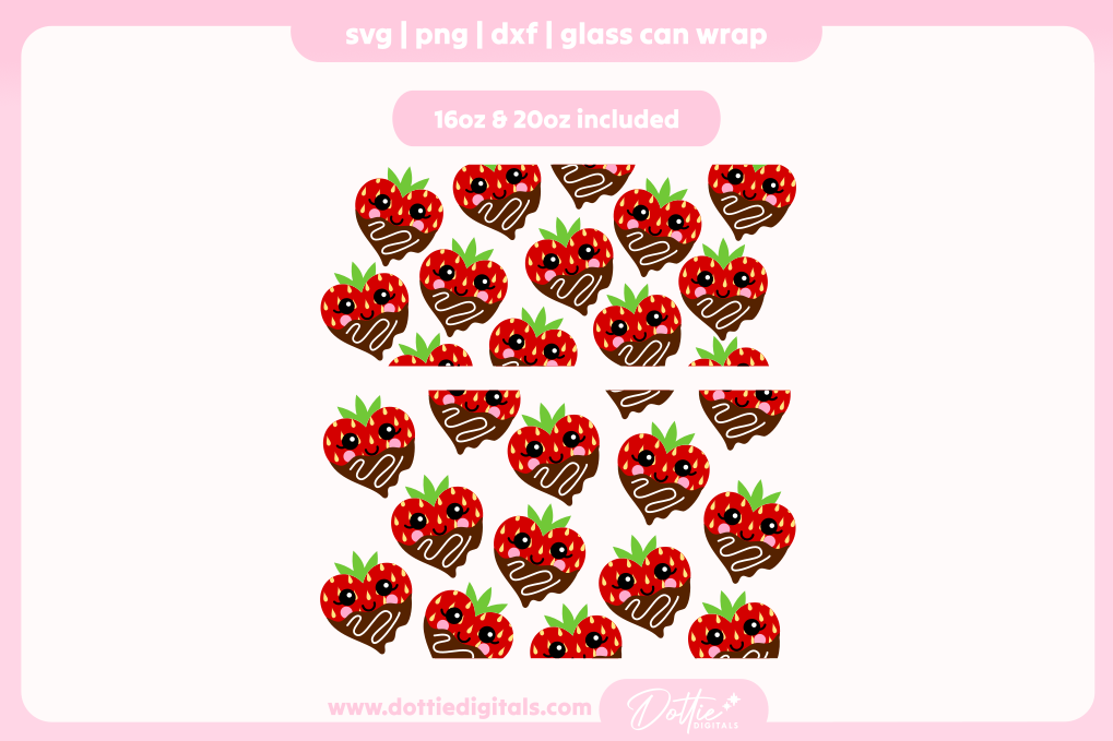 Chocolate Strawberry 16oz & 20oz Libbey Glass Can Bundle SVG PNG