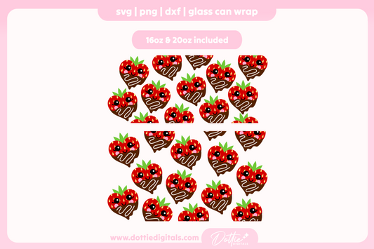 Chocolate Strawberry 16oz & 20oz Libbey Glass Can Bundle SVG PNG