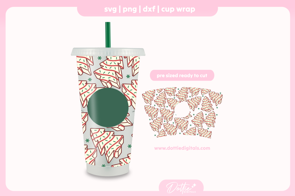 Christmas Cakes 24oz Starbucks Cold Cup SVG PNG