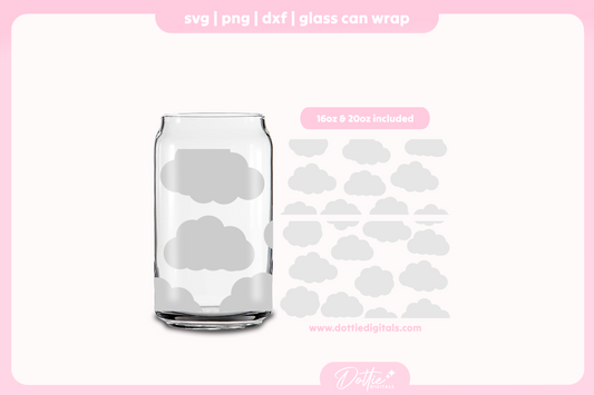 Fluffy Clouds 16oz & 20oz Libbey Glass Can Bundle SVG PNG