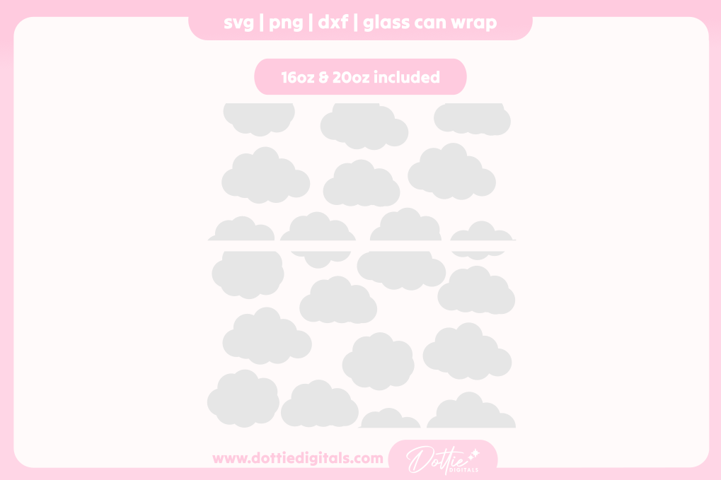 Fluffy Clouds 16oz & 20oz Libbey Glass Can Bundle SVG PNG