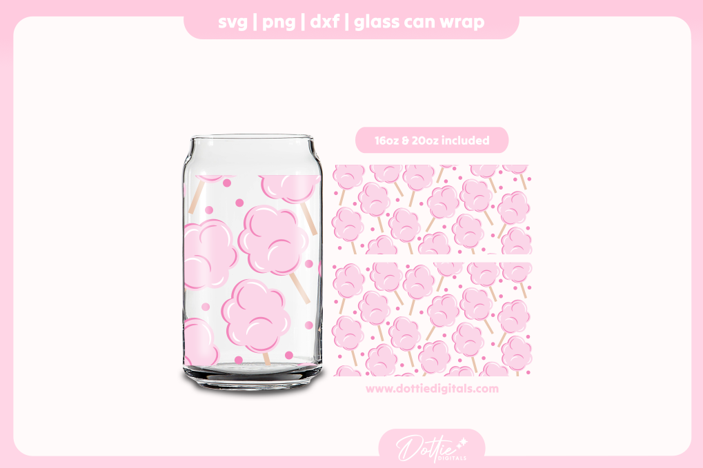 Cotton Candy 16oz & 20oz Libbey Glass Can Bundle SVG PNG