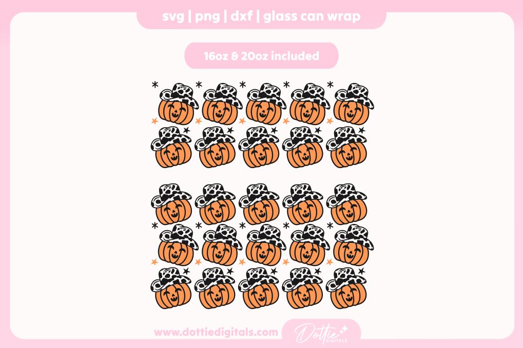 Cowboy Hat Pumpkin Halloween 16oz & 20oz Libbey Glass Can Bundle SVG PNG