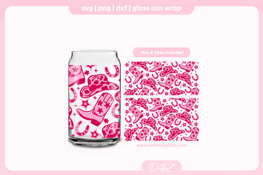 Cowgirl 16oz & 20oz Libbey Glass Can Bundle SVG PNG