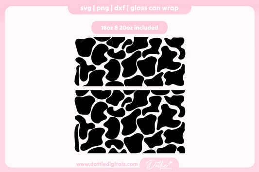 Cow Print 16oz & 20oz Libbey Glass Can Bundle SVG PNG