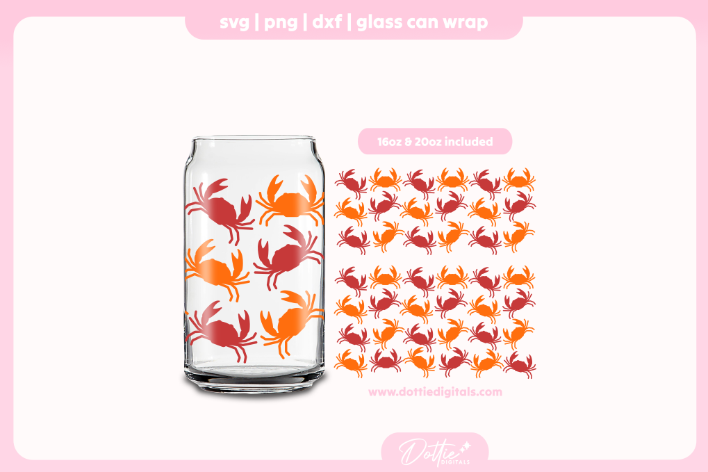 Cute Crabs 16oz & 20oz Libbey Glass Can Bundle SVG PNG