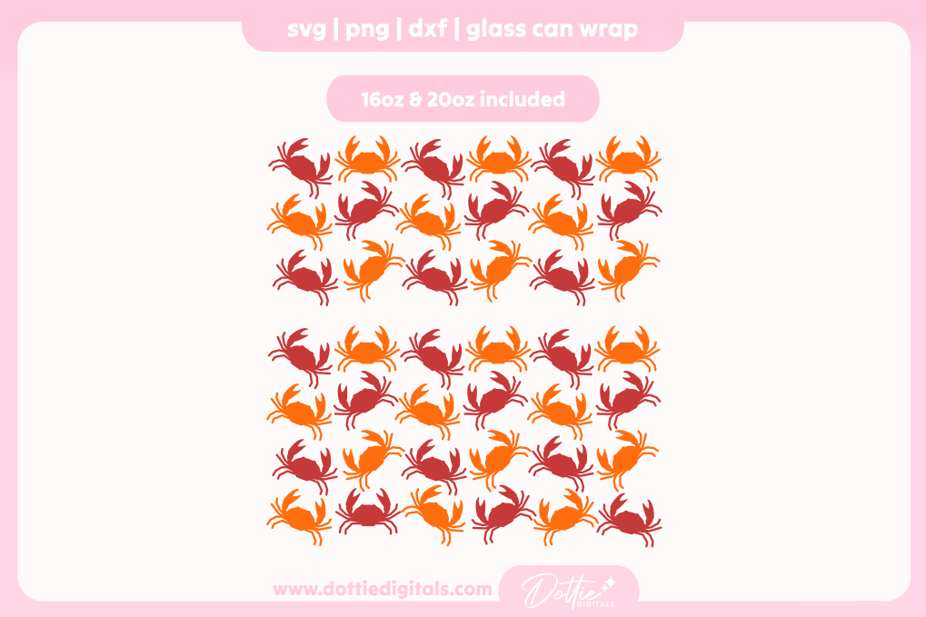 Cute Crabs 16oz & 20oz Libbey Glass Can Bundle SVG PNG