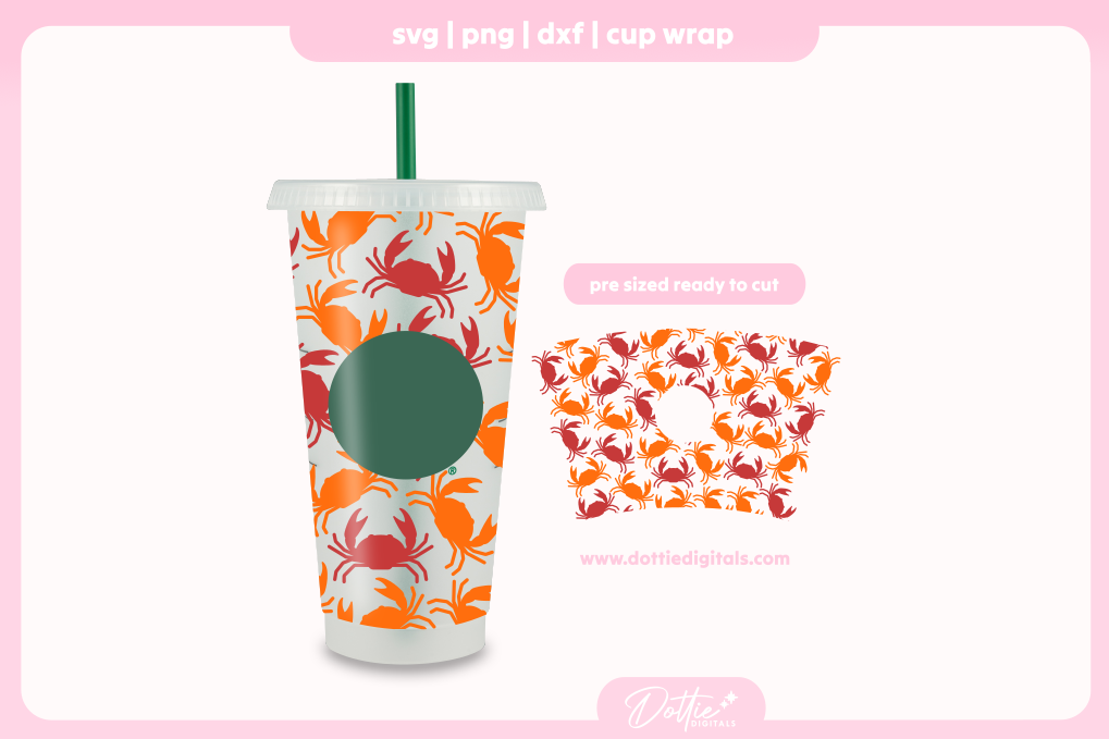 Cute Crabs 24oz Starbucks Cold Cup SVG PNG