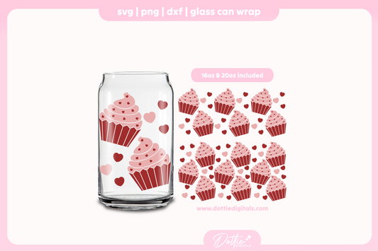 Cute Cupcakes 16oz & 20oz Libbey Glass Can Bundle SVG PNG