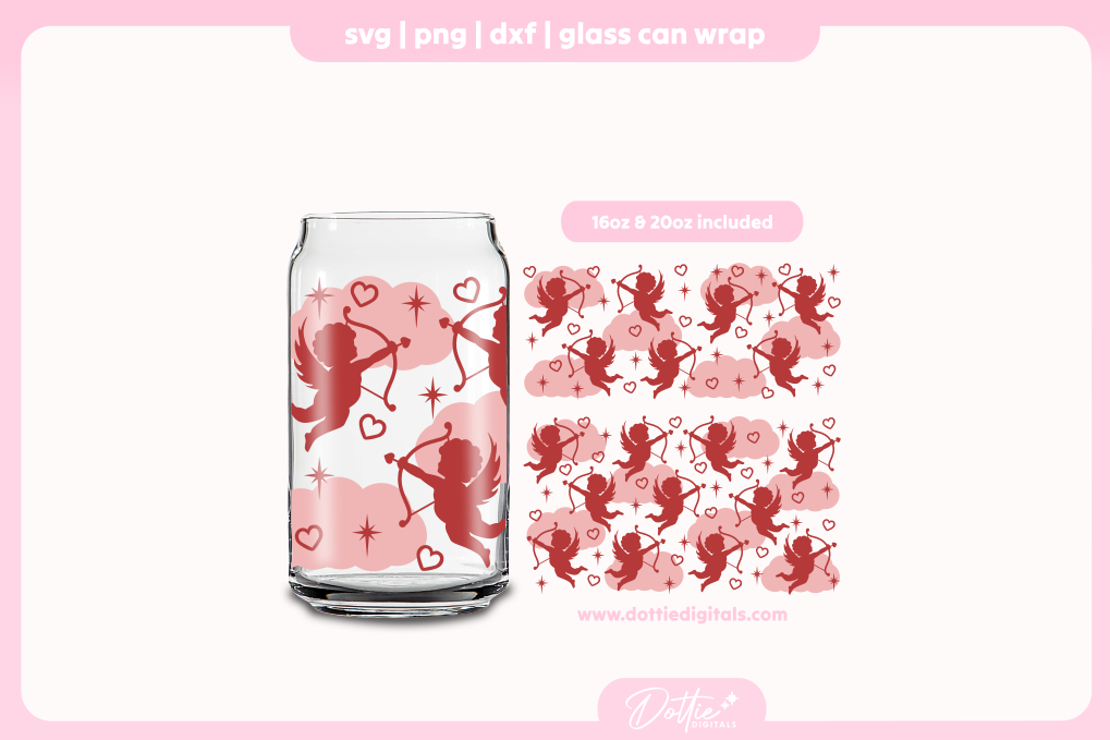 Cupid 16oz & 20oz Libbey Glass Can Bundle SVG PNG