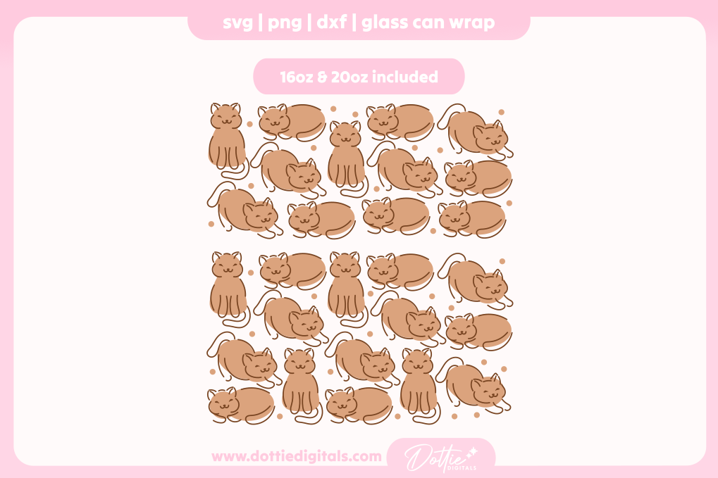 Cute Cats 16oz & 20oz Libbey Glass Can Bundle SVG PNG