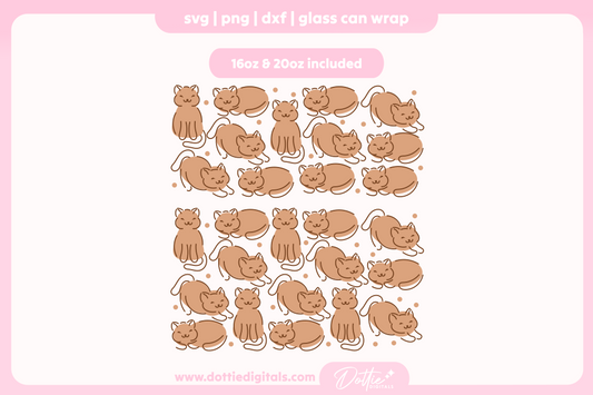 Cute Cats 16oz & 20oz Libbey Glass Can Bundle SVG PNG