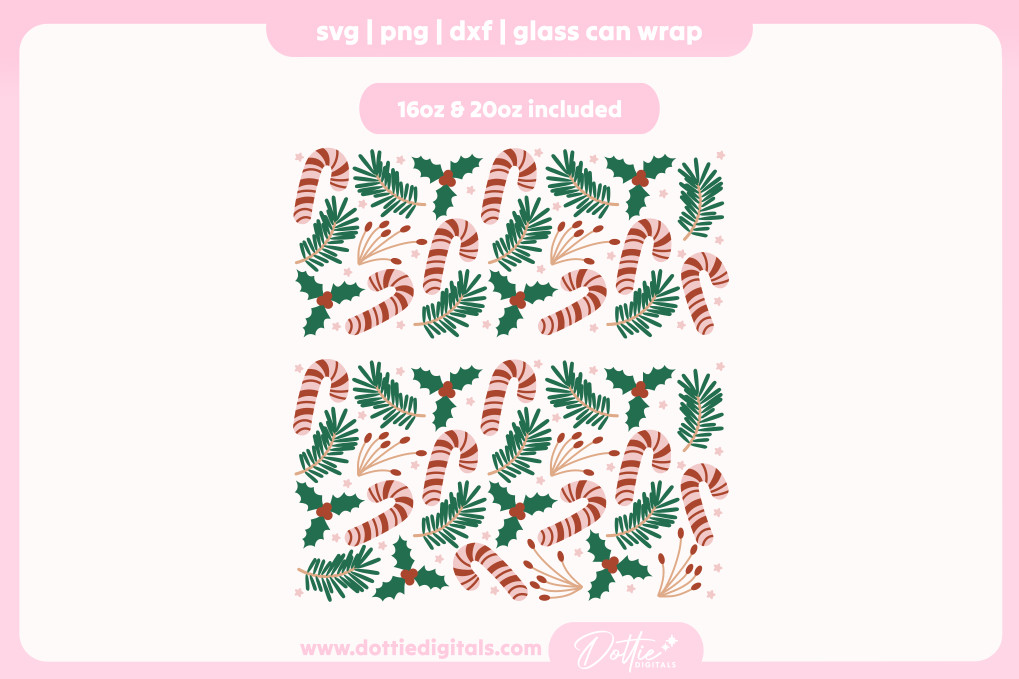 Cute Festive Vibes 16oz & 20oz Libbey Glass Can Bundle SVG PNG