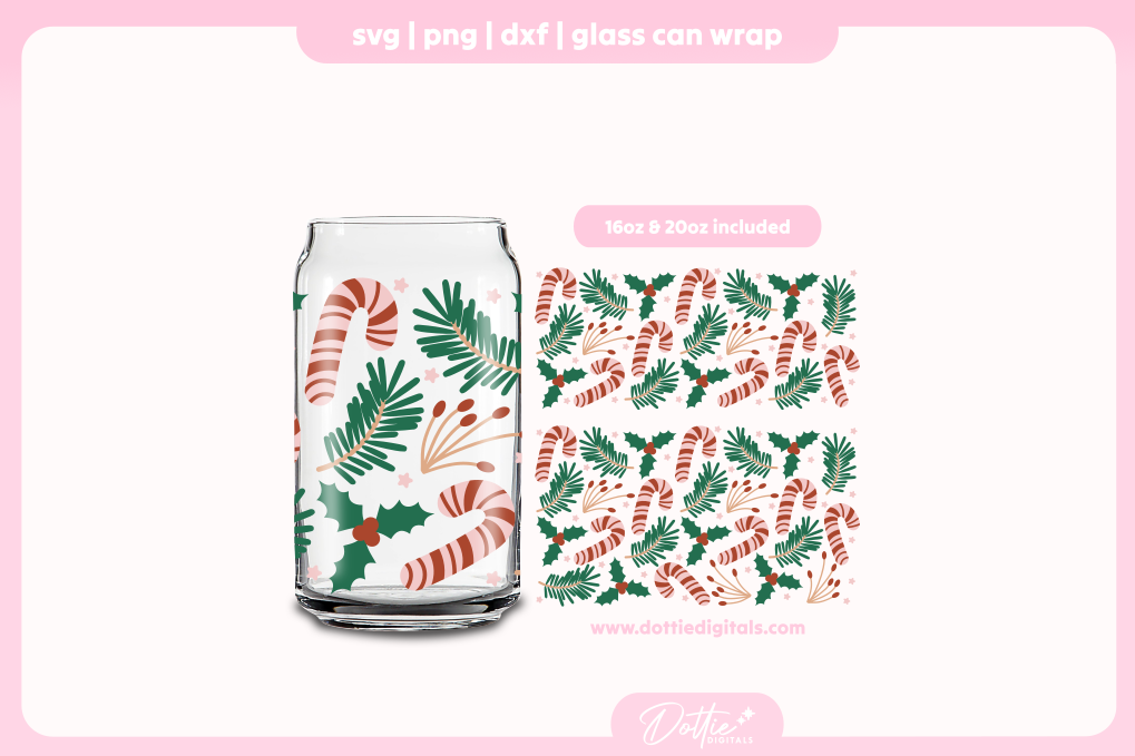Cute Festive Vibes 16oz & 20oz Libbey Glass Can Bundle SVG PNG