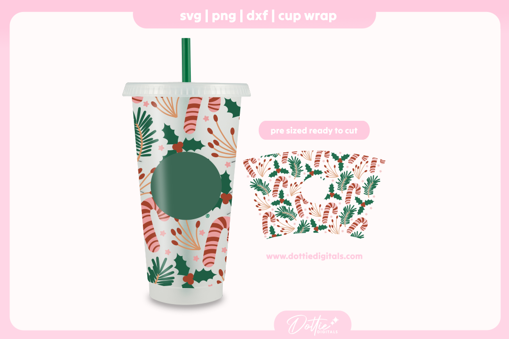 Cute Festive Vibes 24oz Starbucks Cold Cup SVG PNG