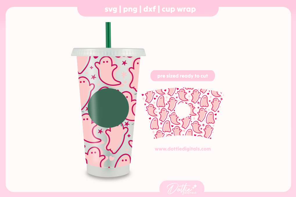 Cute Ghosts Halloween 24oz Starbucks Cold Cup SVG PNG