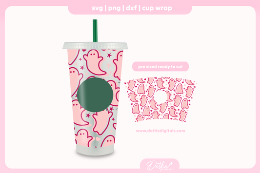 Cute Ghosts Halloween 24oz Starbucks Cold Cup SVG PNG