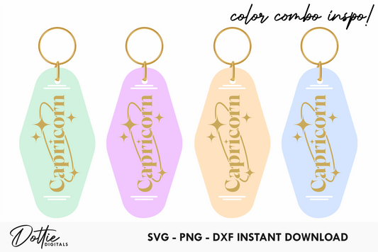 Capricorn Zodiac Star Sign Motel Keychain SVG PNG
