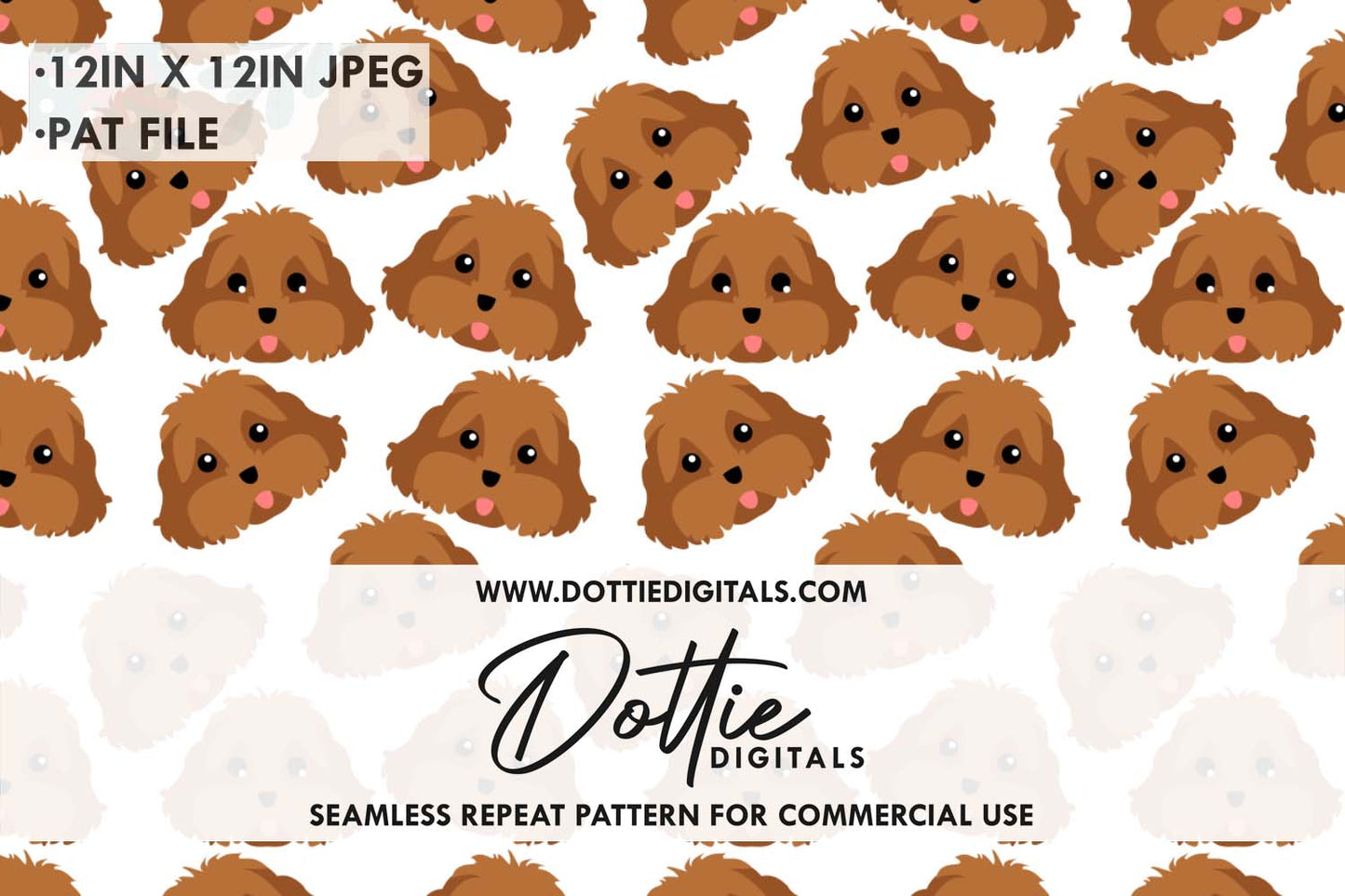 Cavapoo Dogs Repeat Seamless Pattern
