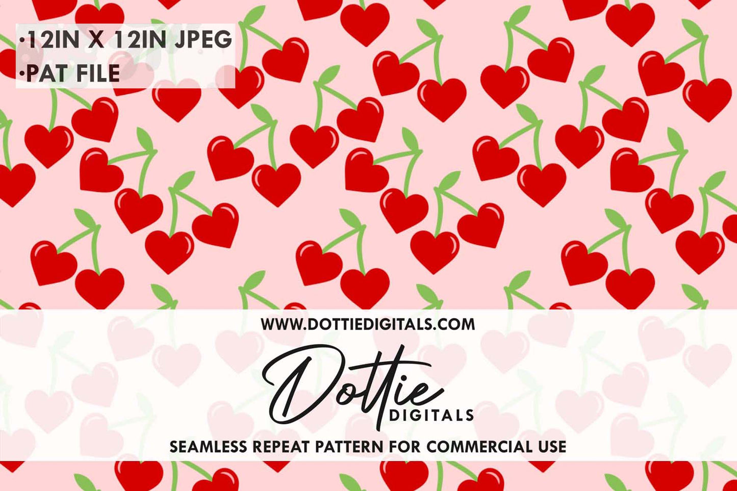 Cherry Hearts Repeat Seamless Pattern