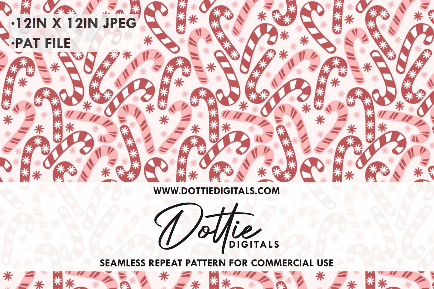 Christmas Candy Canes Repeat Seamless Pattern