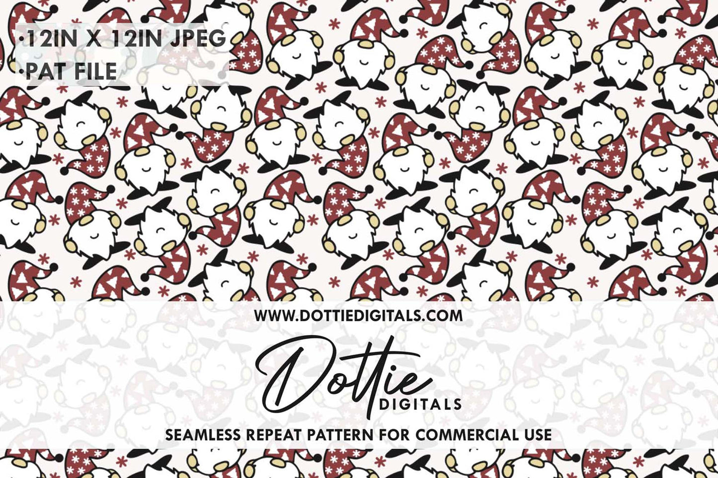 Christmas Gonks Repeat Seamless Pattern