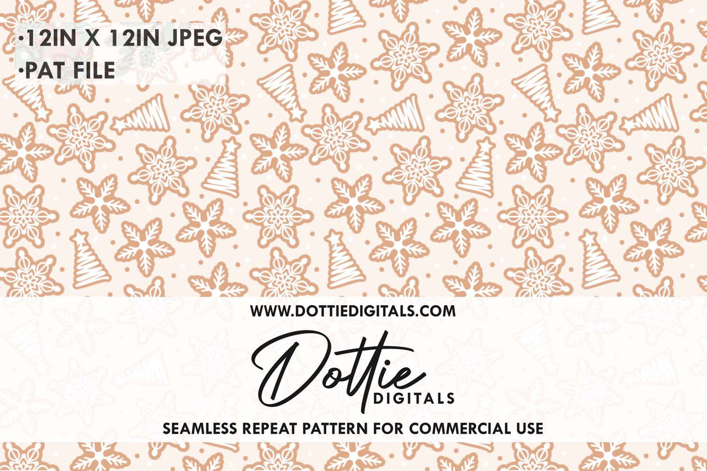 Christmas Trees and Snowflakes Repeat Seamless Pattern