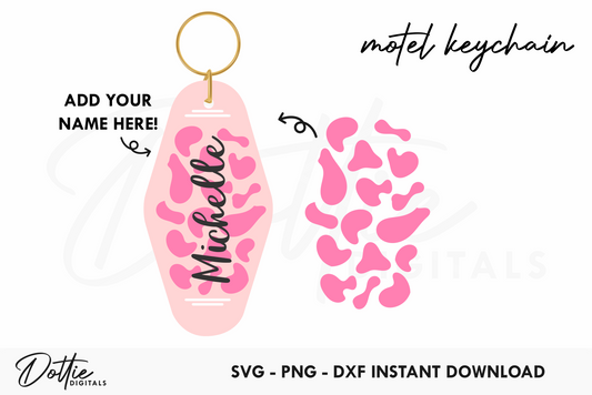 Cow Print Quote Motel Keychain SVG PNG