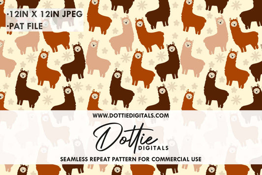 Cute Llamas Repeat Seamless Pattern