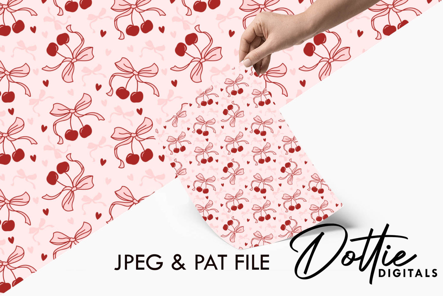 Cherry Bows Repeat Seamless Pattern