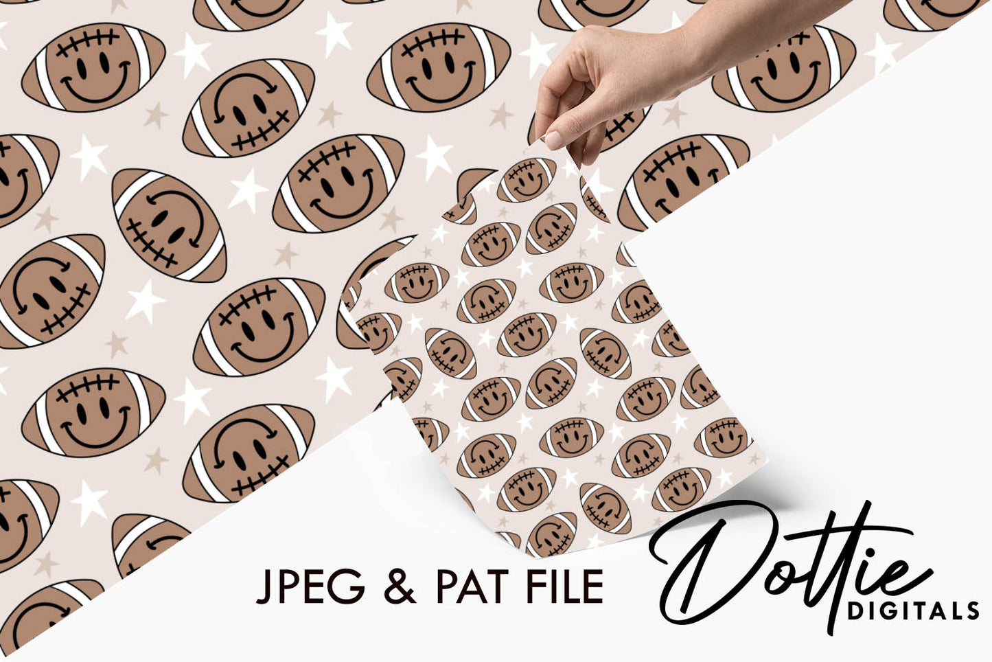Happy Footballs Repeat Seamless Pattern