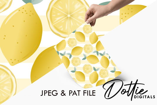 Lemons and Lemon Slices Repeat Seamless Pattern
