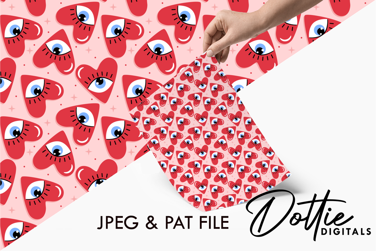 Loveheart Eyes Repeat Seamless Pattern