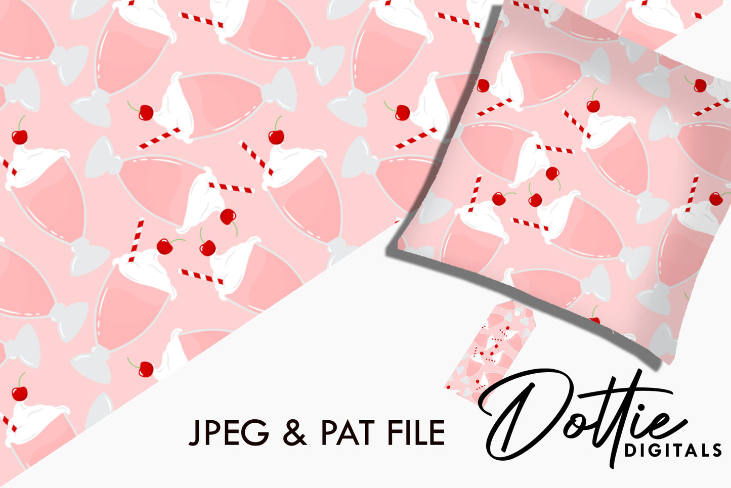 Pink Ice Cream Sundaes Repeat Seamless Pattern